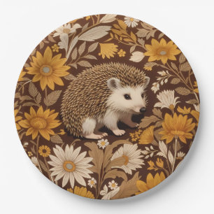 Igel Brown Floral William Morris Inspiriert Pappteller