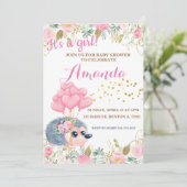 Igel Bugballons Rosa Blütendusche Einladung (Stehend Vorderseite)