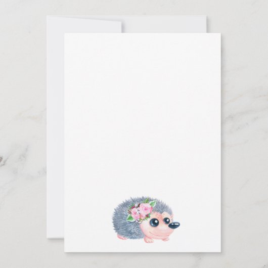 Igel Bugballons Rosa Blütendusche Einladung (Rückseite)