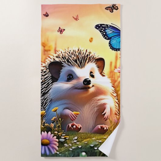 Igel Butterfly Art Strandtuch (Vorderseite)