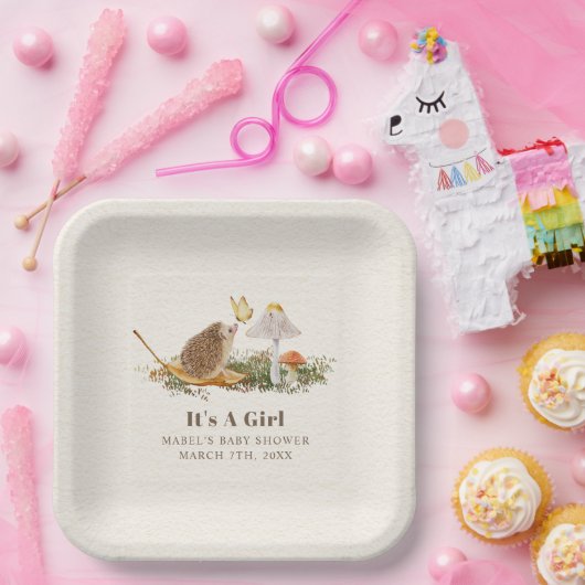 Igel Butterfly Pilz Woodland Babydusche Pappteller (Party)