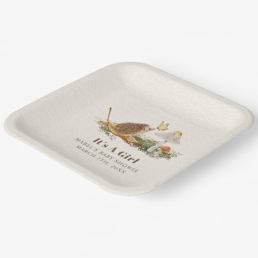 Igel Butterfly Pilz Woodland Babydusche Pappteller (Gewinkelt)