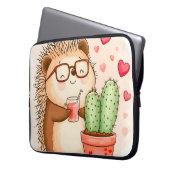 Igel Cactus Cheers Watercolor Laptopschutzhülle (Vorderseite Links)