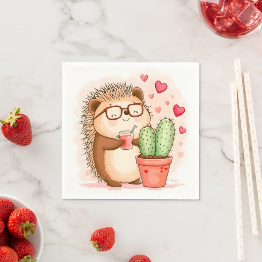 Igel Cactus Cheers Watercolor Serviette (Beispiel)