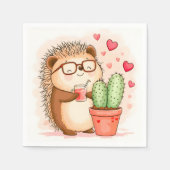Igel Cactus Cheers Watercolor Serviette (Vorderseite)