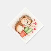 Igel Cactus Cheers Watercolor Serviette (Ecke)