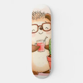 Igel Cactus Cheers Watercolor Skateboard (Vorderseite)