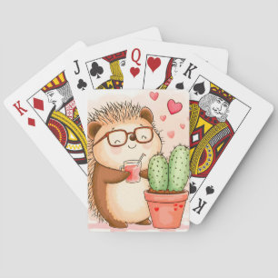 Igel Cactus Cheers Watercolor Spielkarten