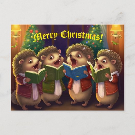 Igel Choir Singen Weihnachtslieder Postkarte (Vorderseite)