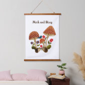 Igel Couple in einem Pilzwald Wandteppich Mit Holzrahmen (Schlafzimmer)