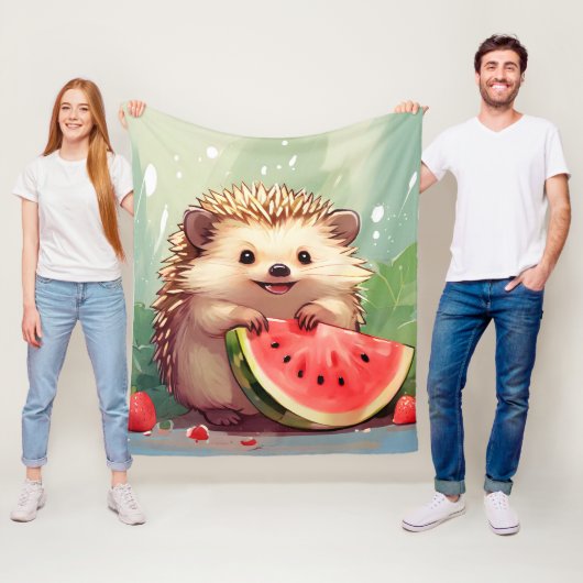 Igel, der ein Stück Wassermelone genießt Fleecedecke (Beispiel)