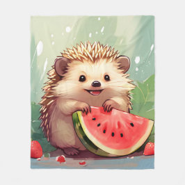 Igel, der ein Stück Wassermelone genießt Fleecedecke