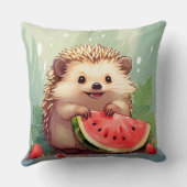 Igel, der ein Stück Wassermelone genießt Kissen (Rückseite)