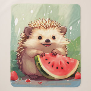 Igel, der ein Stück Wassermelone genießt Sherpadecke