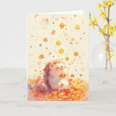 Igel Die Freude fallender Blätter Karte (Gelbe Blume)