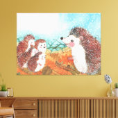 Igel, die miteinander sprechen Illustration Leinwanddruck (Insitu (Wohnzimmer))