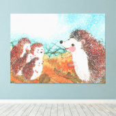 Igel, die miteinander sprechen Illustration Leinwanddruck (Insitu (Holzboden))