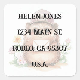 Igel-E-Mail-Adresse-Etikett - Umschlag-Aufkleber Quadratischer Aufkleber