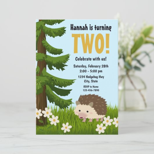 Igel Einladung zum Geburtstag (Stehend Vorderseite)