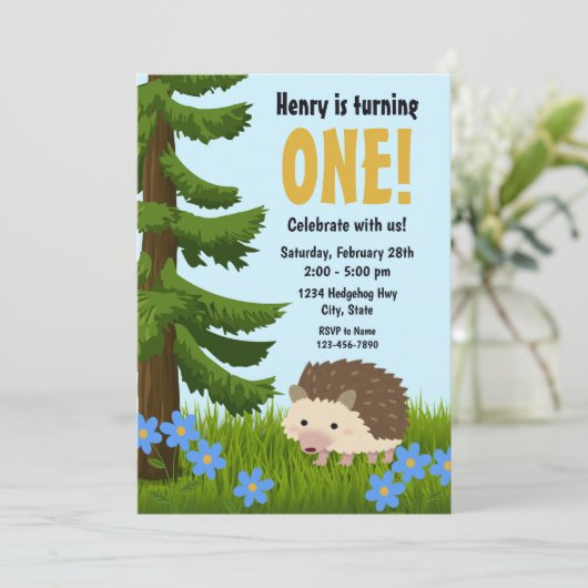 Igel Einladung zum Geburtstag (Stehend Vorderseite)