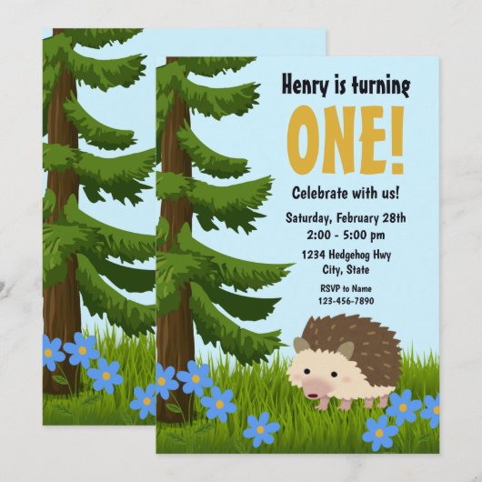 Igel Einladung zum Geburtstag (Vorne/Hinten)