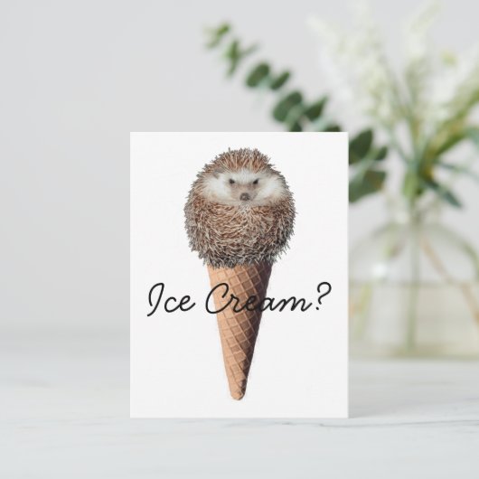 Igel Eiscreme Postkarte (Stehend Vorderseite)