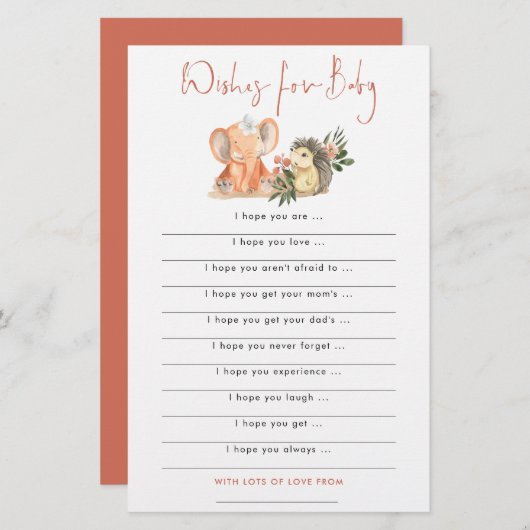 Igel Elephant wünscht eine Babydusche (Vorne/Hinten)