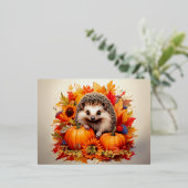 Igel Ernte Grüße Folien Feiertagspostkarte (Stehend vorne)