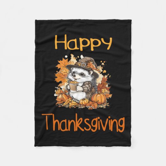 Igel Fall Erntedank glücklich Thanksgiving Fleecedecke (Vorderseite)