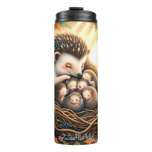 Igel-Familiennest Thermosbecher (Vorderseite)
