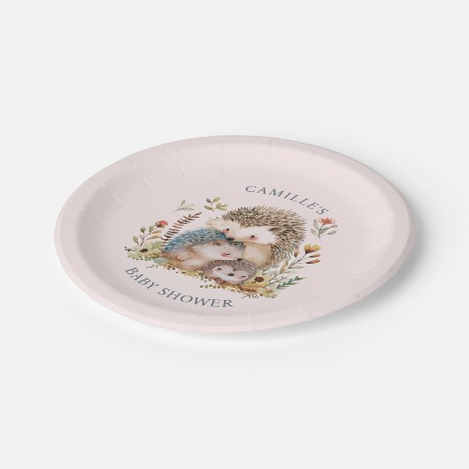 Igel Family Baby Duschpapiertafel Pappteller (Schrägansicht)