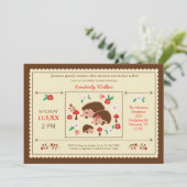 Igel Family Unisex Kinderdusche Einladung (Stehend Vorderseite)