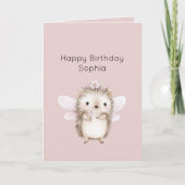 Igel Fee mit Blumen Geburtstag Karte (Vorderseite)