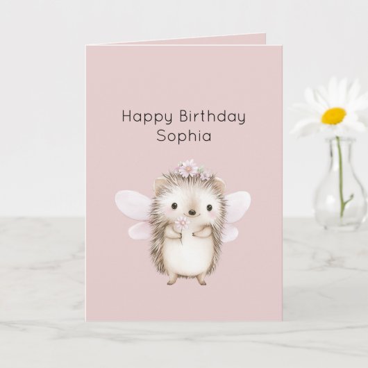 Igel Fee mit Blumen Geburtstag Karte (Kleine Pflanze)