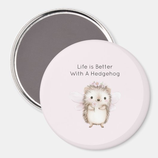 Igel Fee mit Blumen Magnet (Vorderseite/Rückseite)