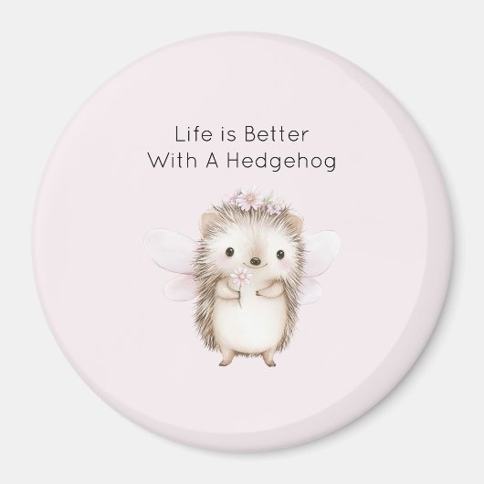 Igel Fee mit Blumen Magnet (Vorne)