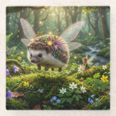 Igel Feen Whimsical Fantasy Glasuntersetzer (Vorderseite)