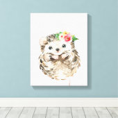 Igel "Floral" in Aquarellfarben, Landtiere Leinwanddruck (Insitu (Holzboden))