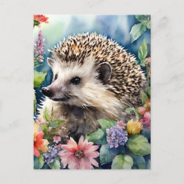 Igel Floral Watercolor Postkarte