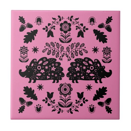 Igel Folk Art Fliese (Vorderseite)