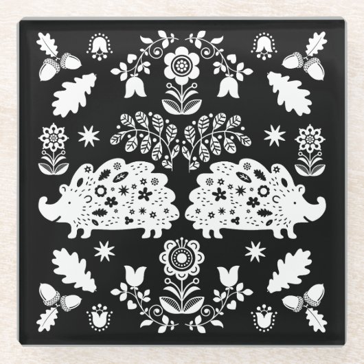 Igel Folk Art Glasuntersetzer (Vorderseite)