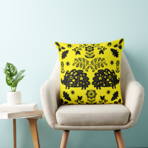 Igel Folk Art Kissen