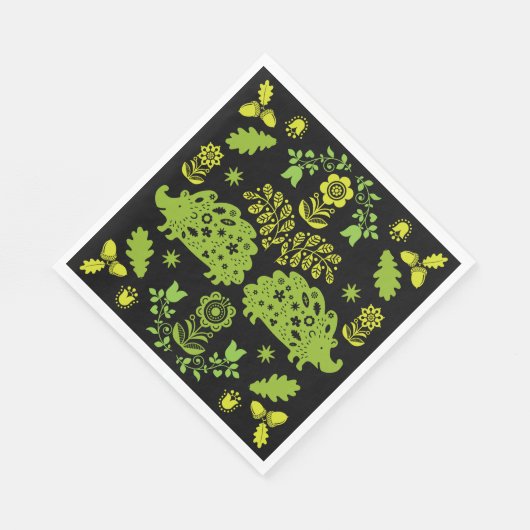 Igel Folk Art Serviette (Ecke)