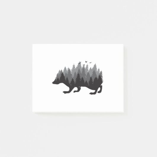 Igel Forest Graue Farbgestaltung Post-it Klebezettel (Vorderseite)
