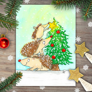 Igel Frohe Weihnachten Grußkarte von N. Janes Postkarte