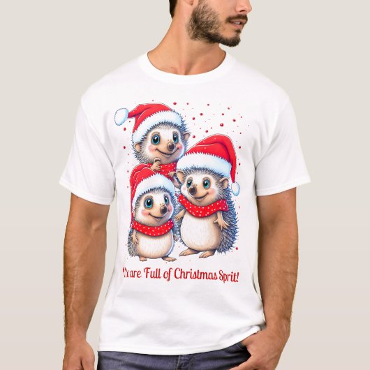 Igel Frohe Weihnachten T-Shirt (Vorderseite)