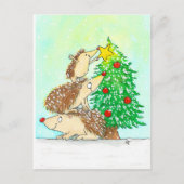 Igel Frohe Weihnachts-Postkarte von N. Janes Postkarte (Vorderseite)