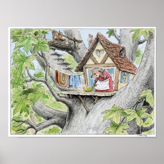 Igel für die Frühlingsreinigung Drucken Poster (Vorne)