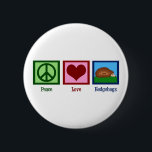 Igel für eine friedliche Liebe Button<br><div class="desc">Ein Friedenszeichen,  ein Herz und ein niedlicher Igel. Ich Liebe mein stacheliges Haustier.</div>