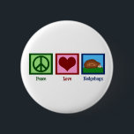 Igel für eine friedliche Liebe Button<br><div class="desc">Ein Friedenszeichen,  ein Herz und ein niedlicher Igel. Ich Liebe mein stacheliges Haustier.</div>